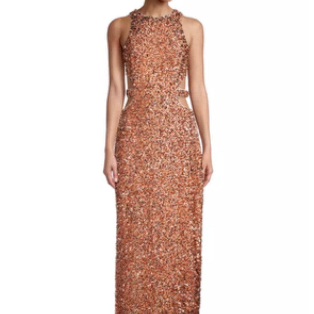Liv Foster Sequin Cut-Out Column Gown